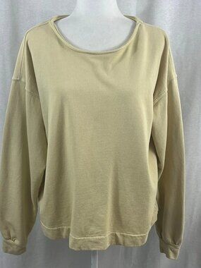 Cozeco Yellow Green Organic Cotton Lounge Beach Pullover Sweatshirt Womens SizeM